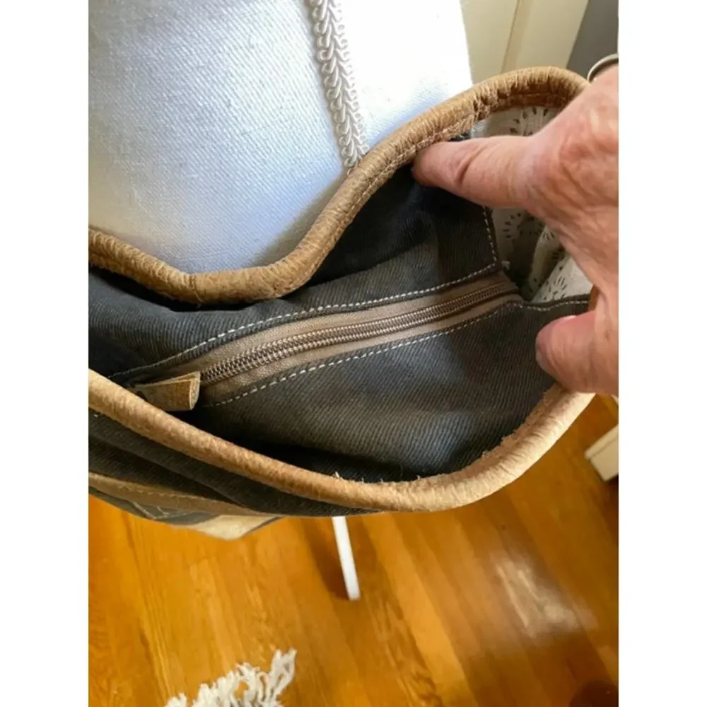 Myra Bag Canvas & Leather Crossbody Shoulder Bag Boho Western Farmhouse Tote